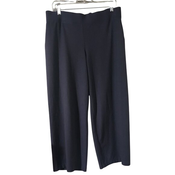 Eileen Fisher Womens Gray Wide-Leg Cropped Pants L Made In USA - Picture 1 of 6